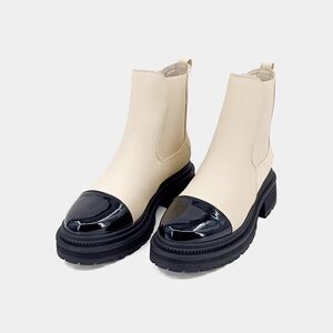 ShuShop Cream and Black Ankle Boots